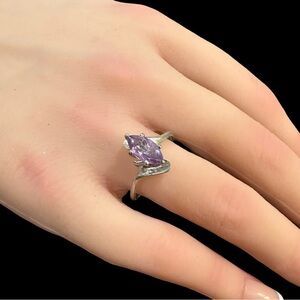Vintage Silver and Purple Gemstone Ring Stamped 925